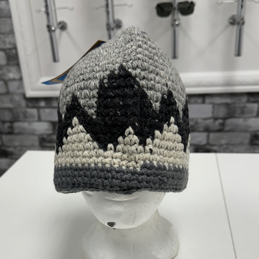 Gray and Black Crochet Beanie